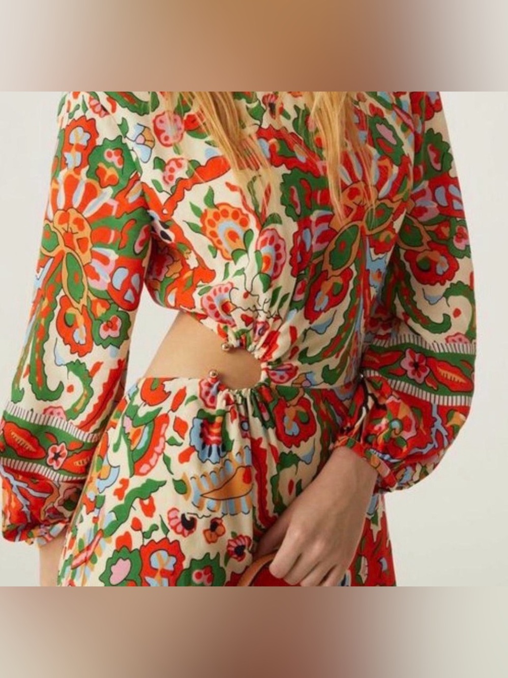 ba&sh Paris Monica Midi Dress Cutout Floral Paisley Ring Detail Size S - Picture 4 of 8